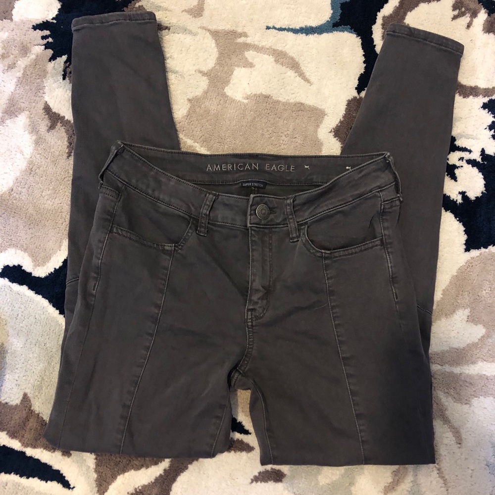 American Eagle grey super stretch Moto Jeans